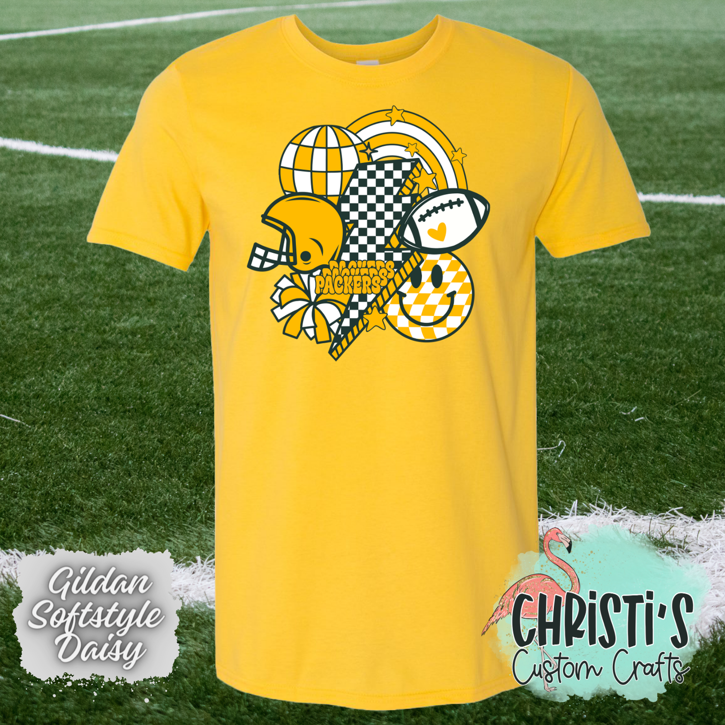 Retro Checkered Smile Football Packers