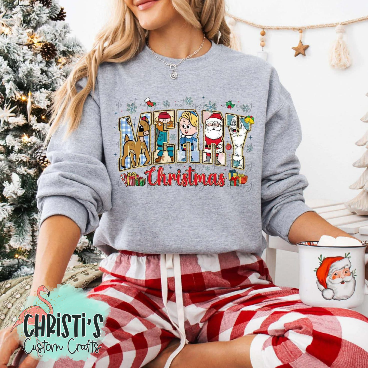 MERRY Christmas cartoon print