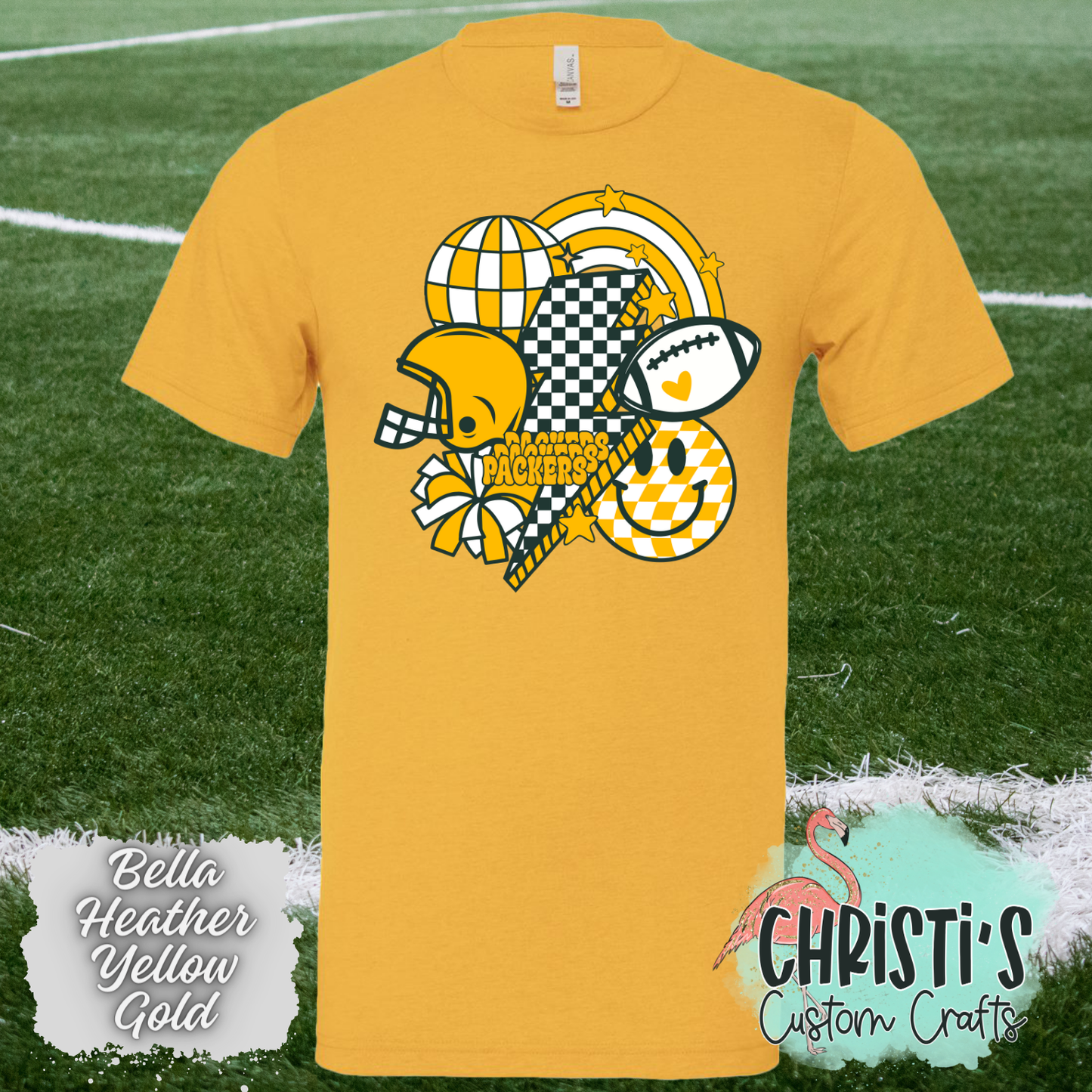 Retro Checkered Smile Football Packers