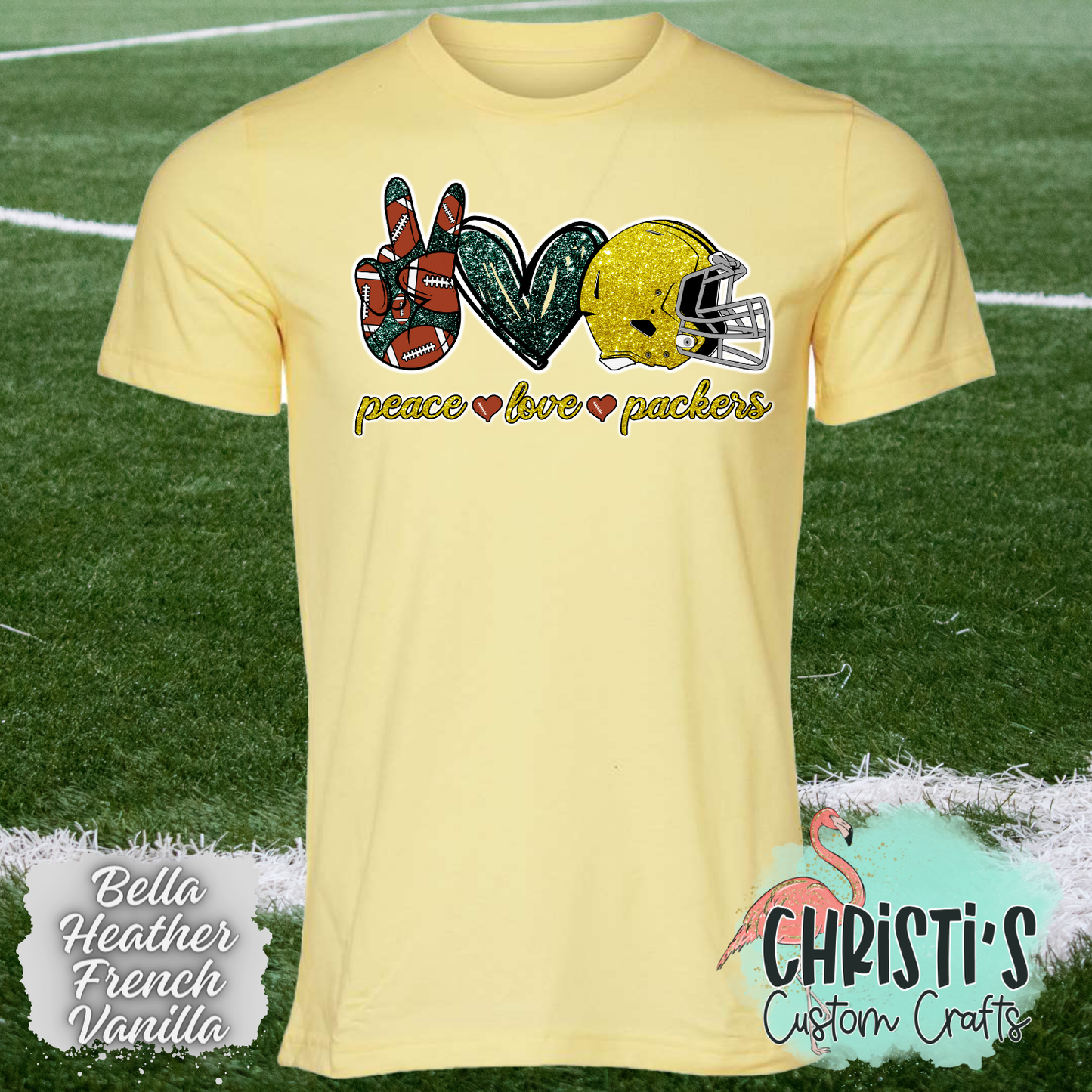 Peace Love Packers (faux glitter look)