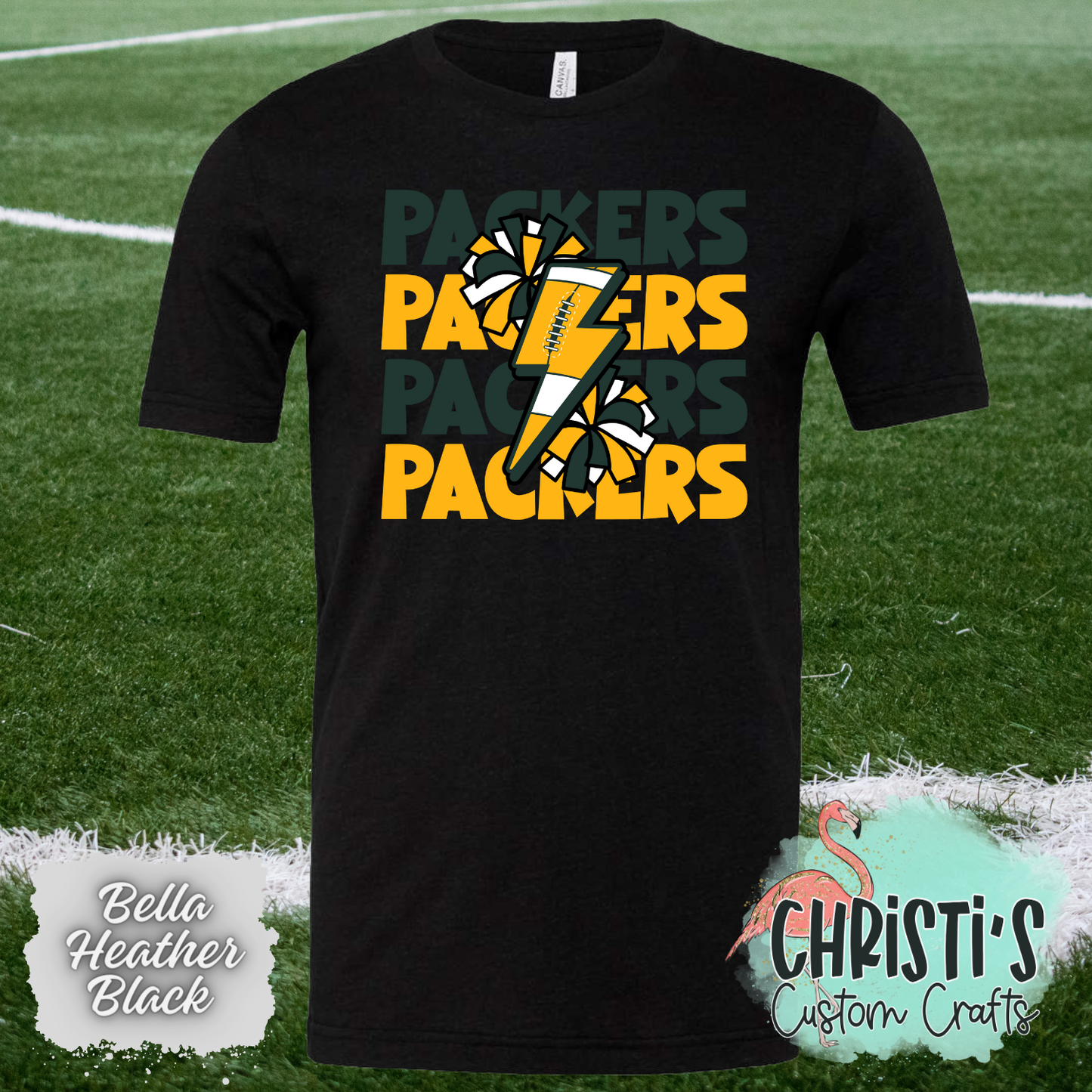 Packers repeat lightning bolt and poms