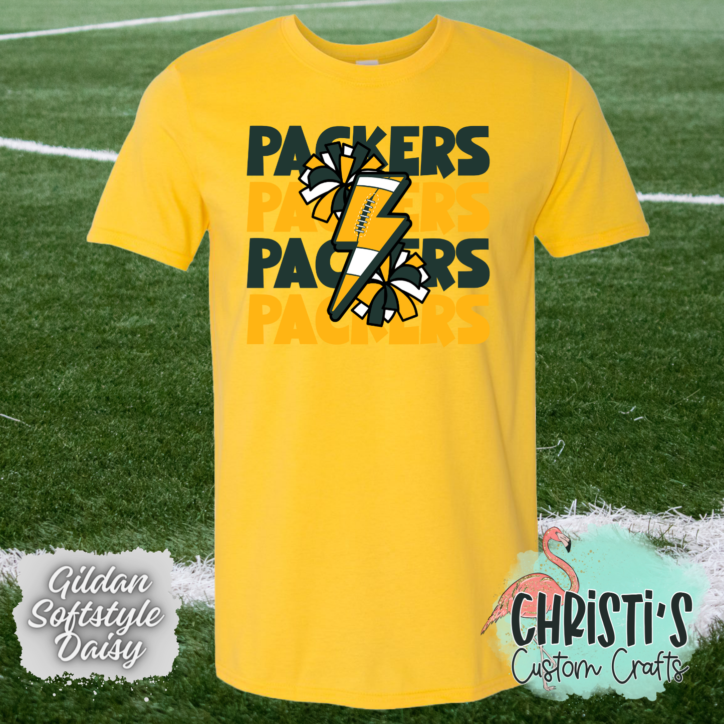 Packers repeat lightning bolt and poms