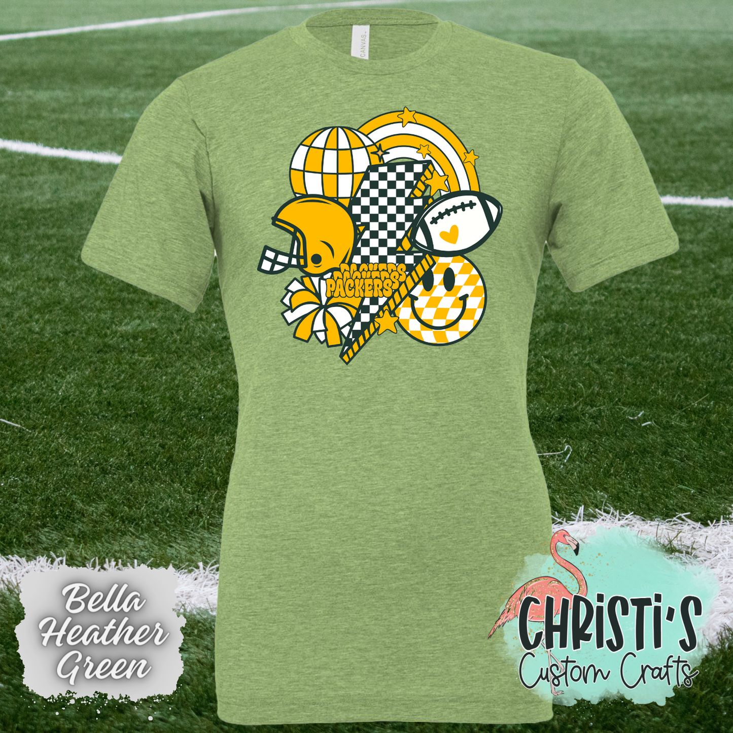 Retro Checkered Smile Football Packers