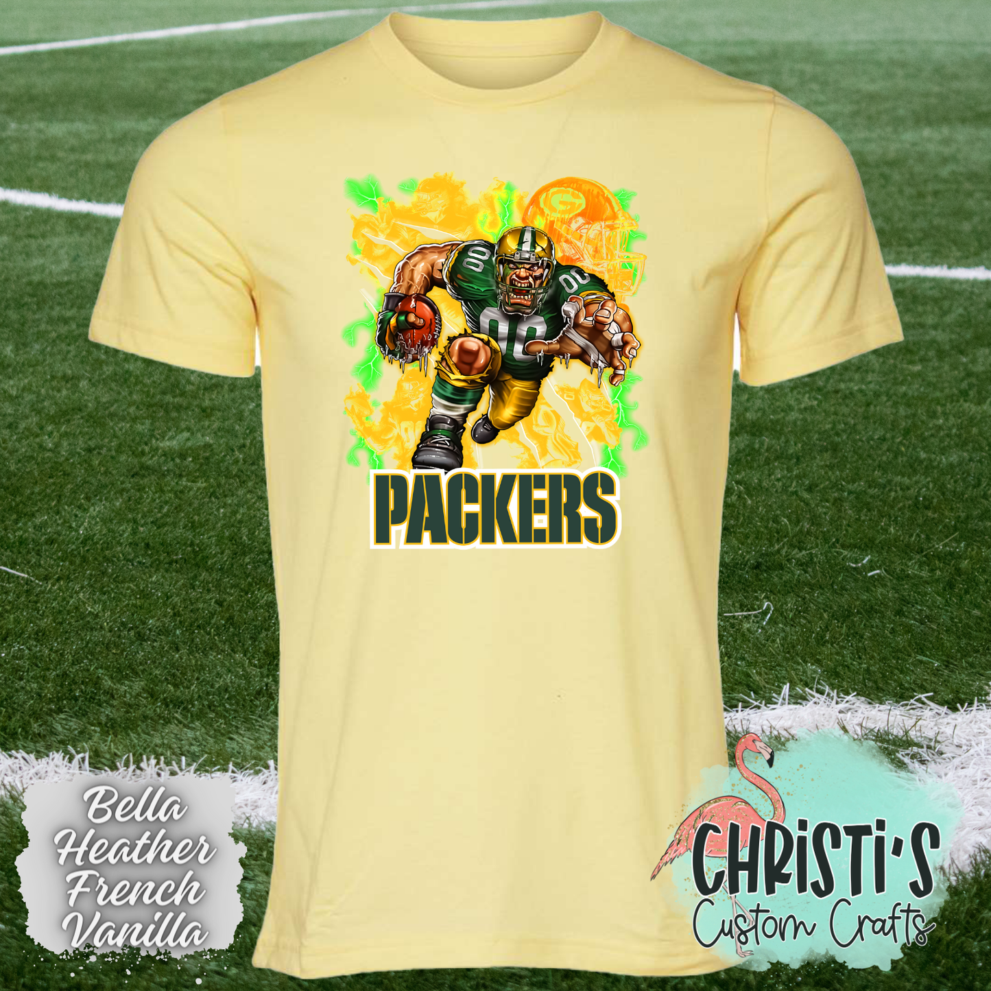 Packers player running airbrush background