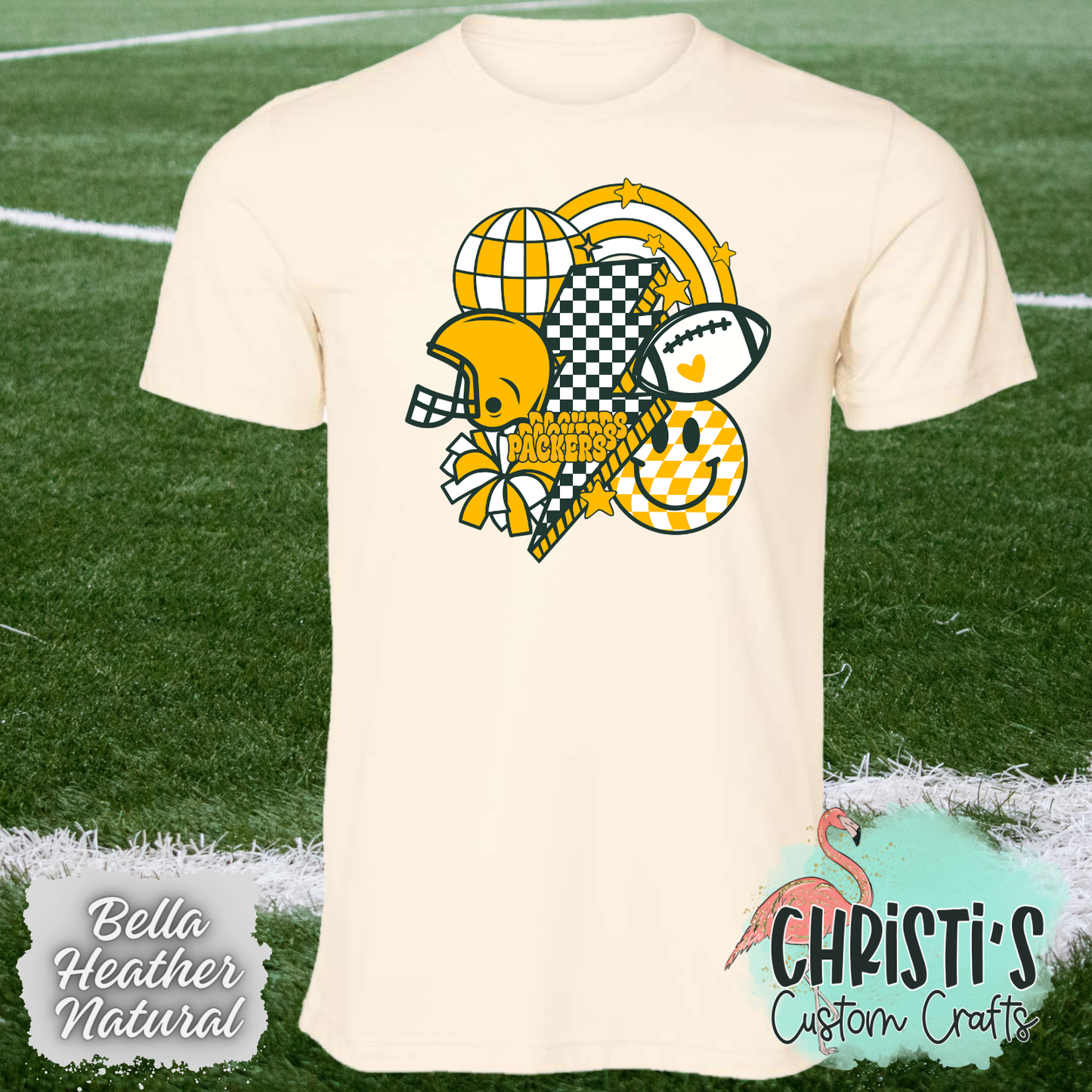 Retro Checkered Smile Football Packers