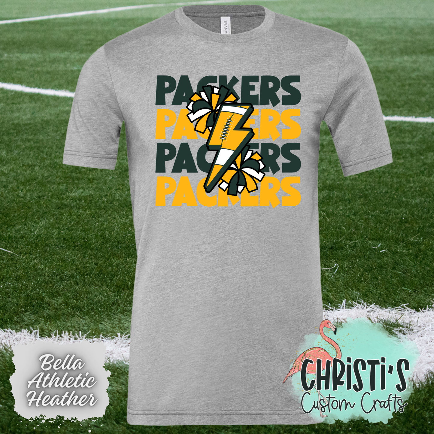 Packers repeat lightning bolt and poms