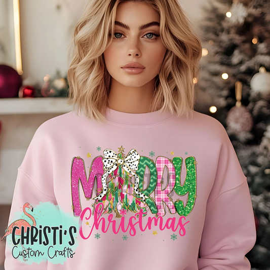 Merry Christmas Pink and Green