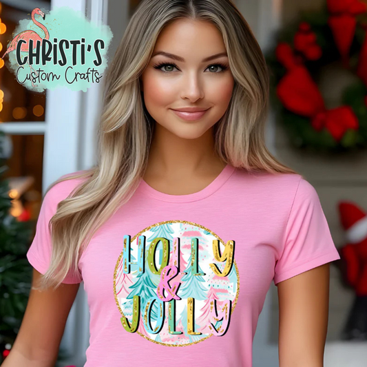 Pastel Holly & Jolly round