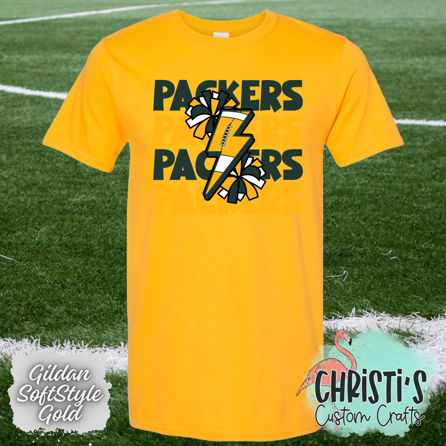 Packers repeat lightning bolt and poms