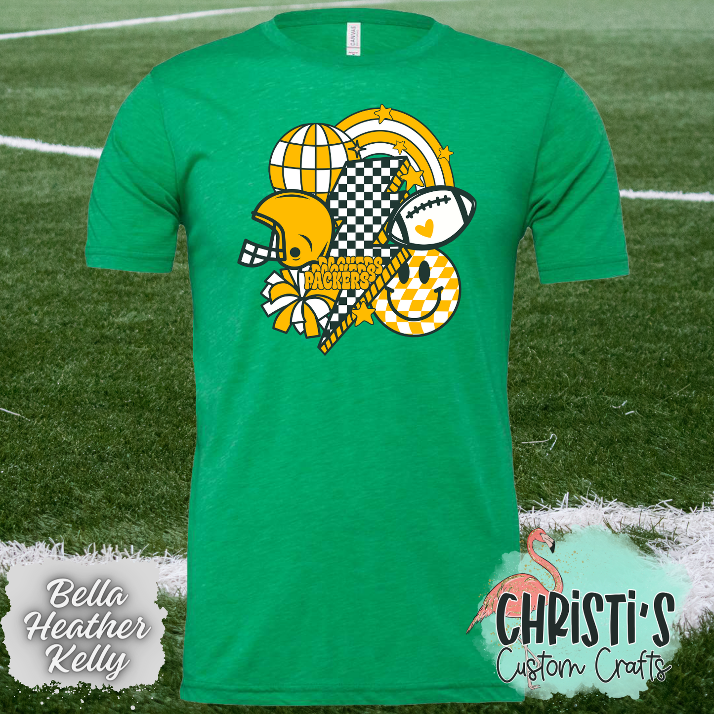 Retro Checkered Smile Football Packers