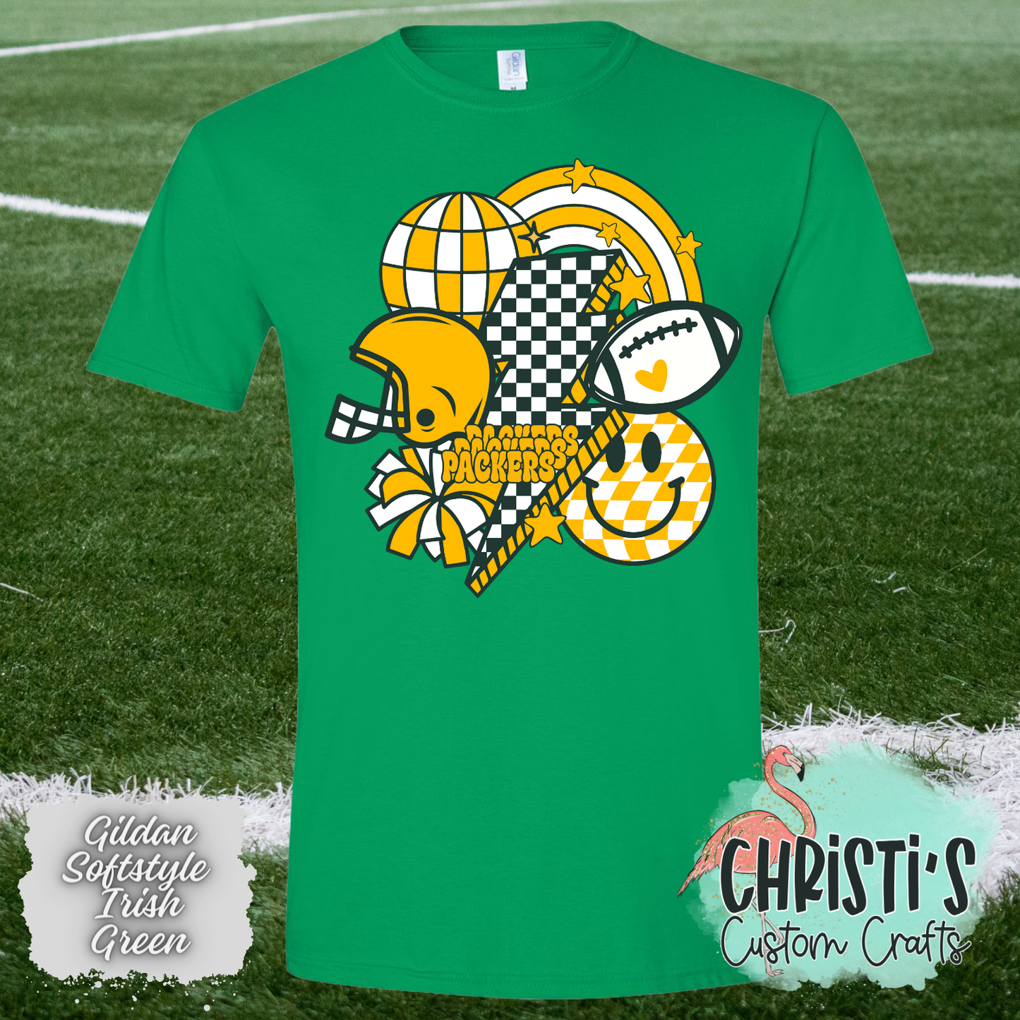 Retro Checkered Smile Football Packers