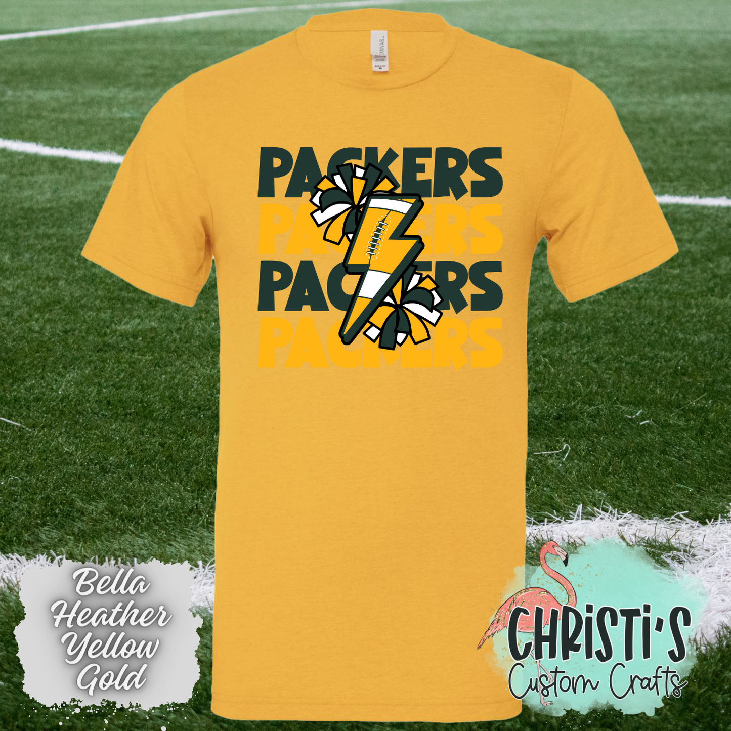 Packers repeat lightning bolt and poms
