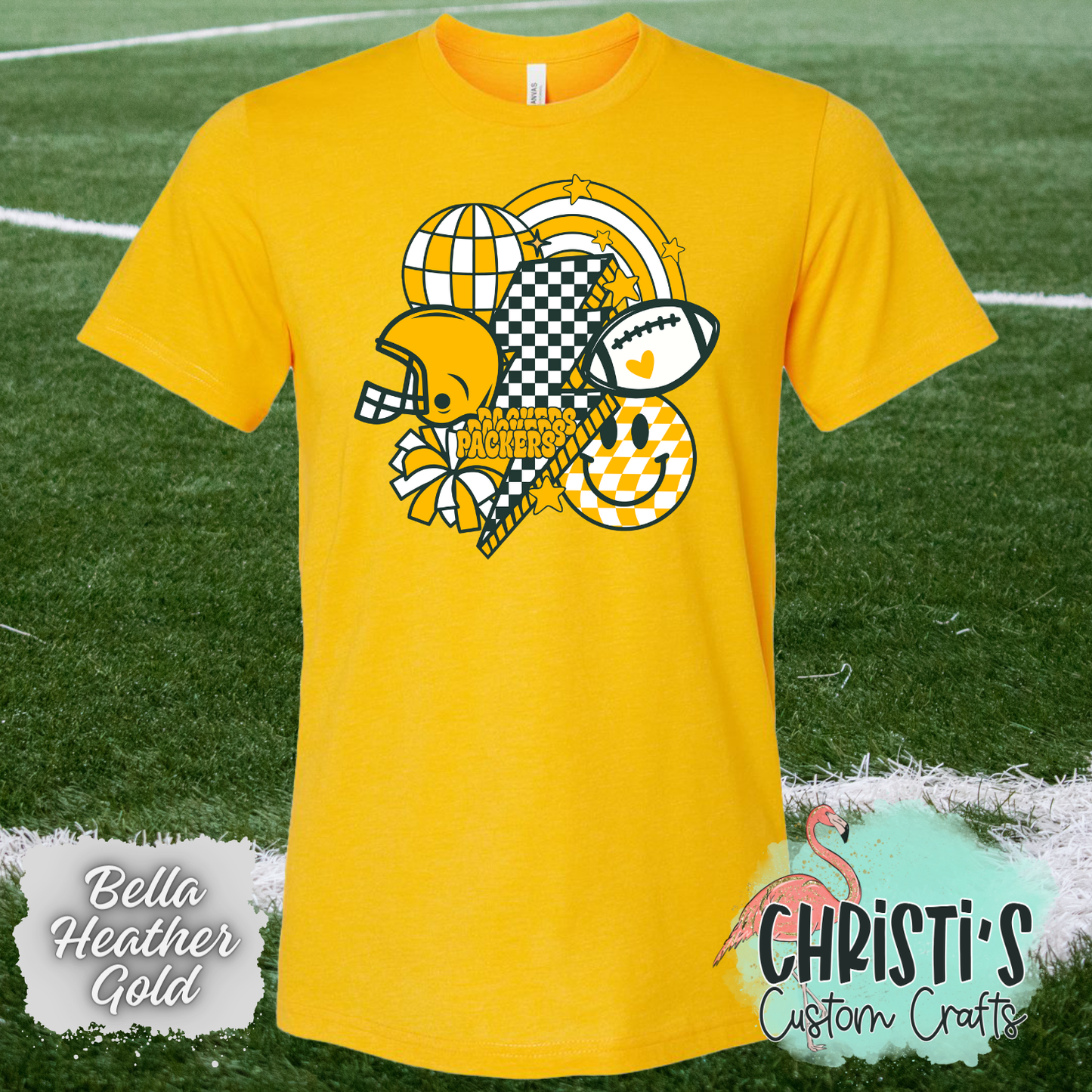 Retro Checkered Smile Football Packers