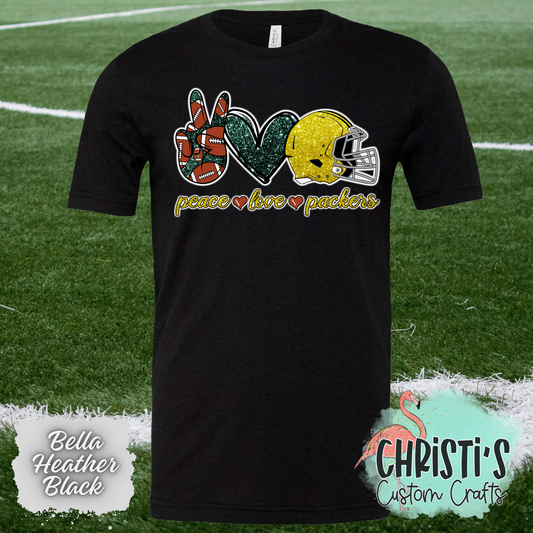 Peace Love Packers (faux glitter look)