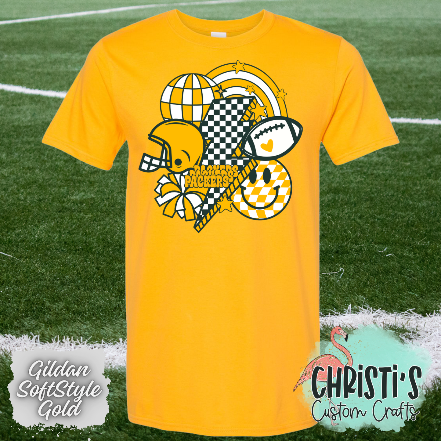 Retro Checkered Smile Football Packers
