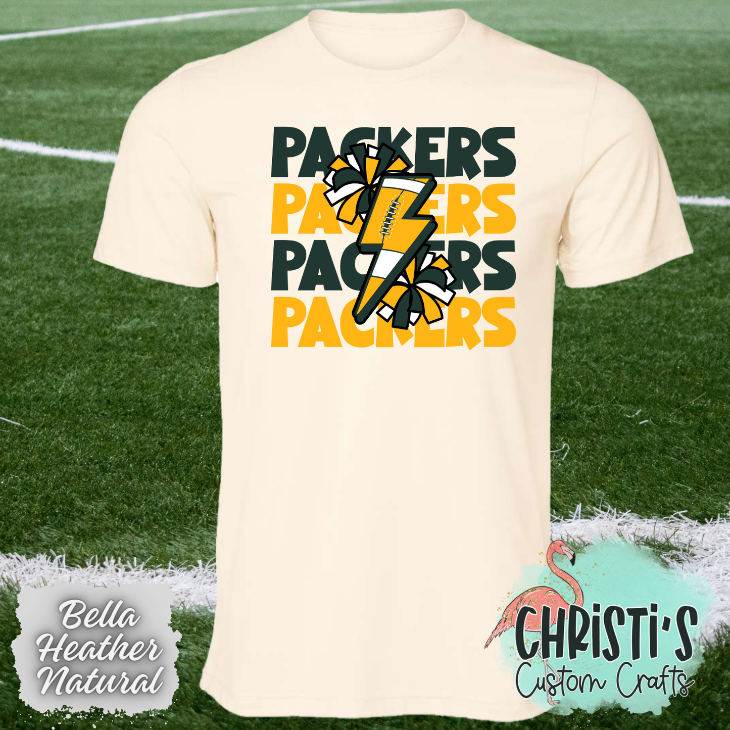 Packers repeat lightning bolt and poms