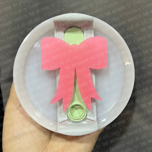 Matte Melon Acrylic Bow Tumbler Topper