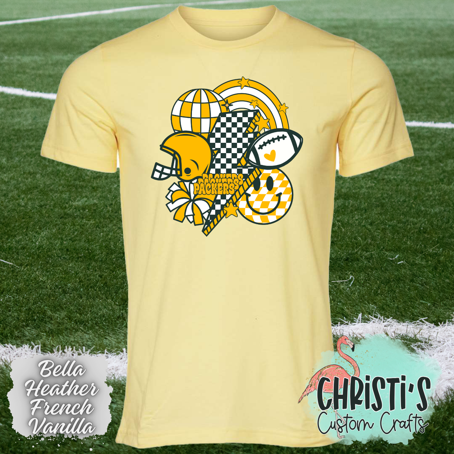 Retro Checkered Smile Football Packers