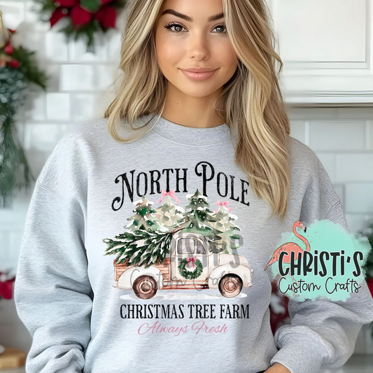 North Pole White Truck with trees