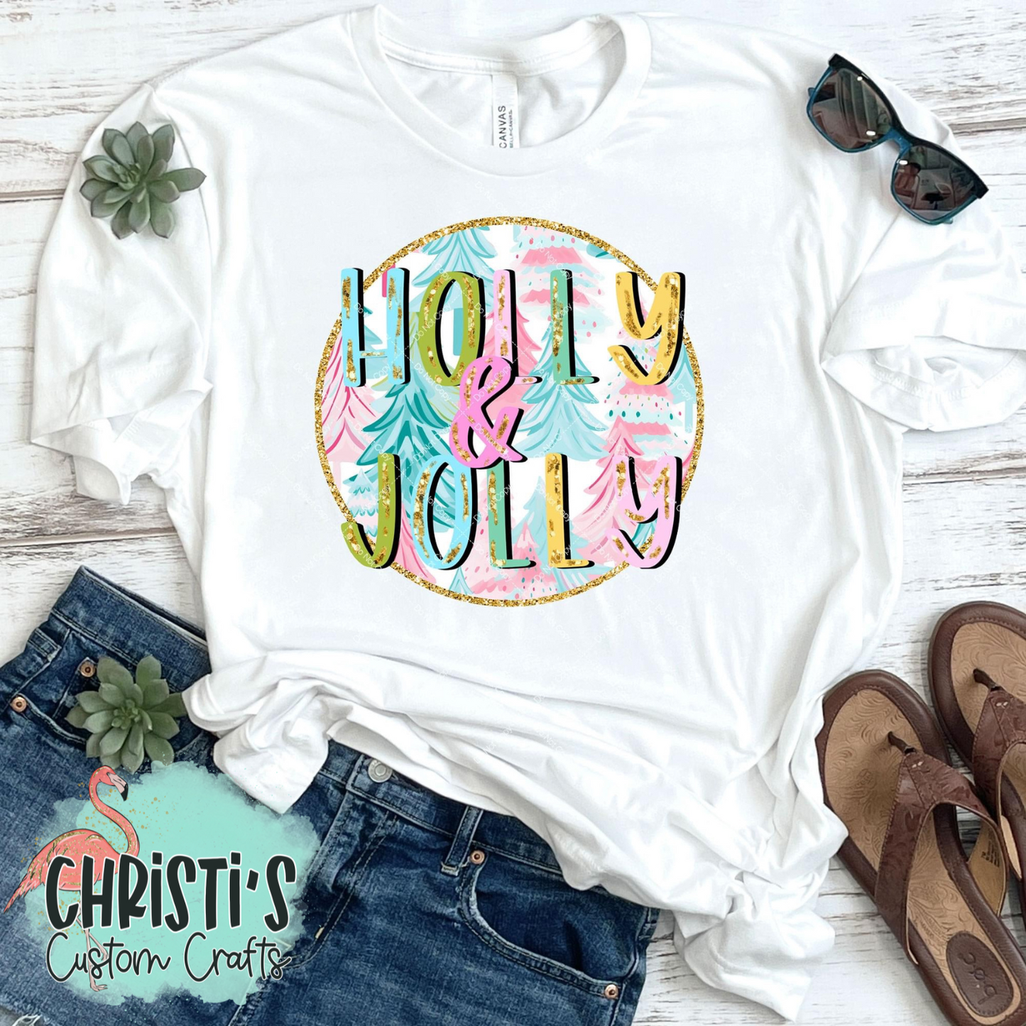 Pastel Holly & Jolly round