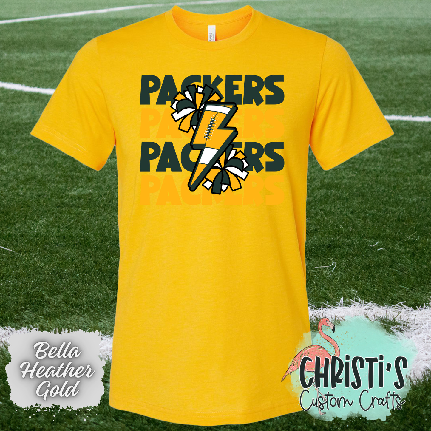 Packers repeat lightning bolt and poms