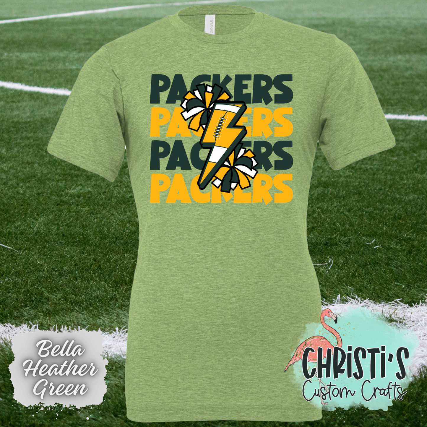 Packers repeat lightning bolt and poms