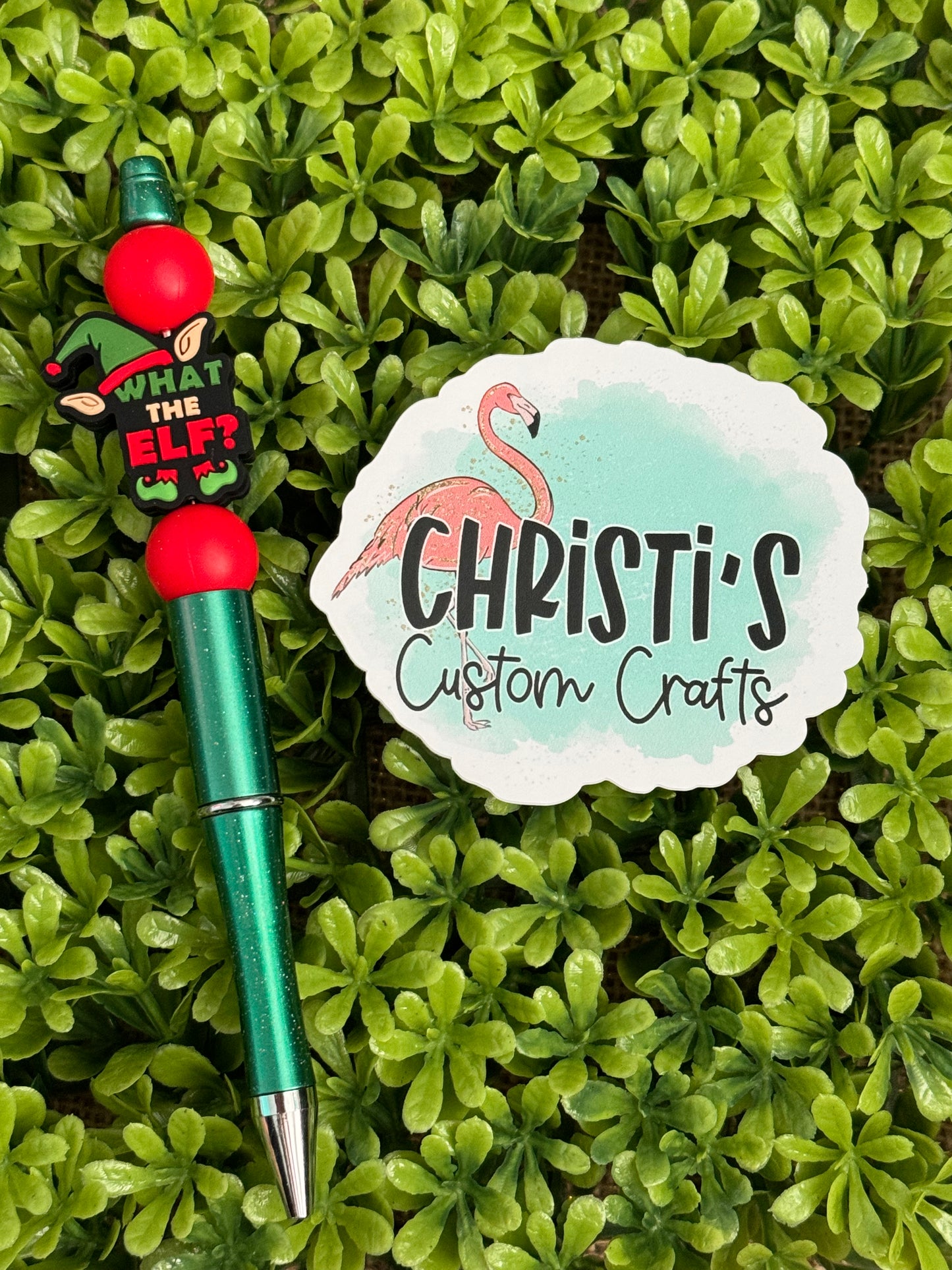 Green and Red Christmas Pen
