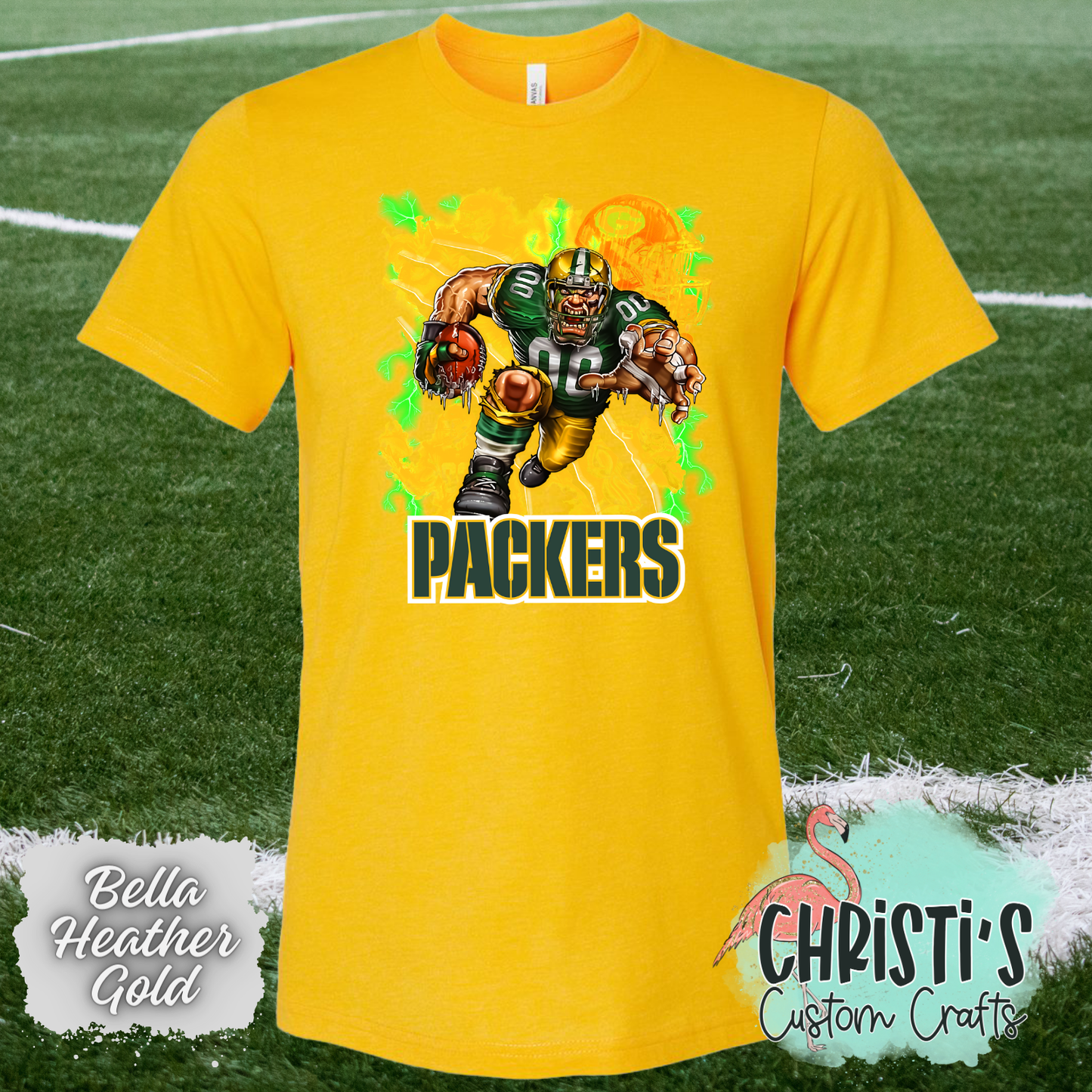 Packers player running airbrush background