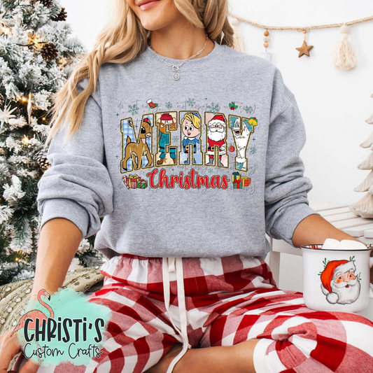 MERRY Christmas cartoon print