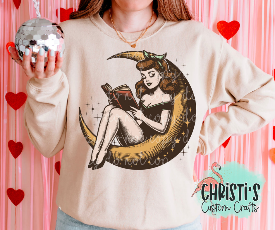 Girl Reading on Moon