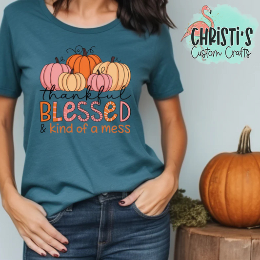 Thankful Blessed & Kind of a Mess Pumpkins