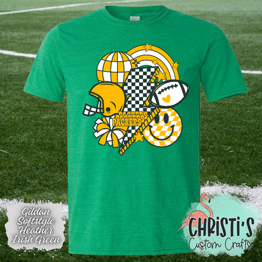 Retro Checkered Smile Football Packers
