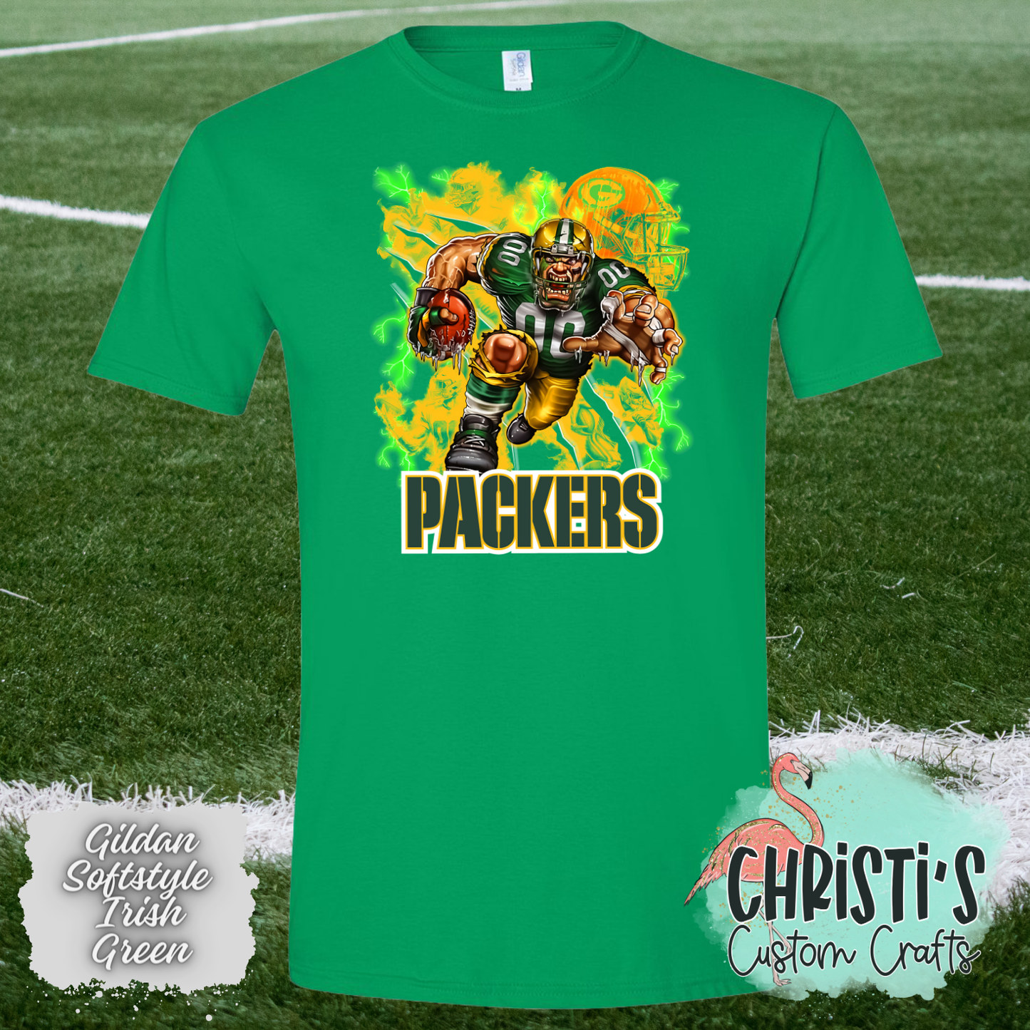 Packers player running airbrush background