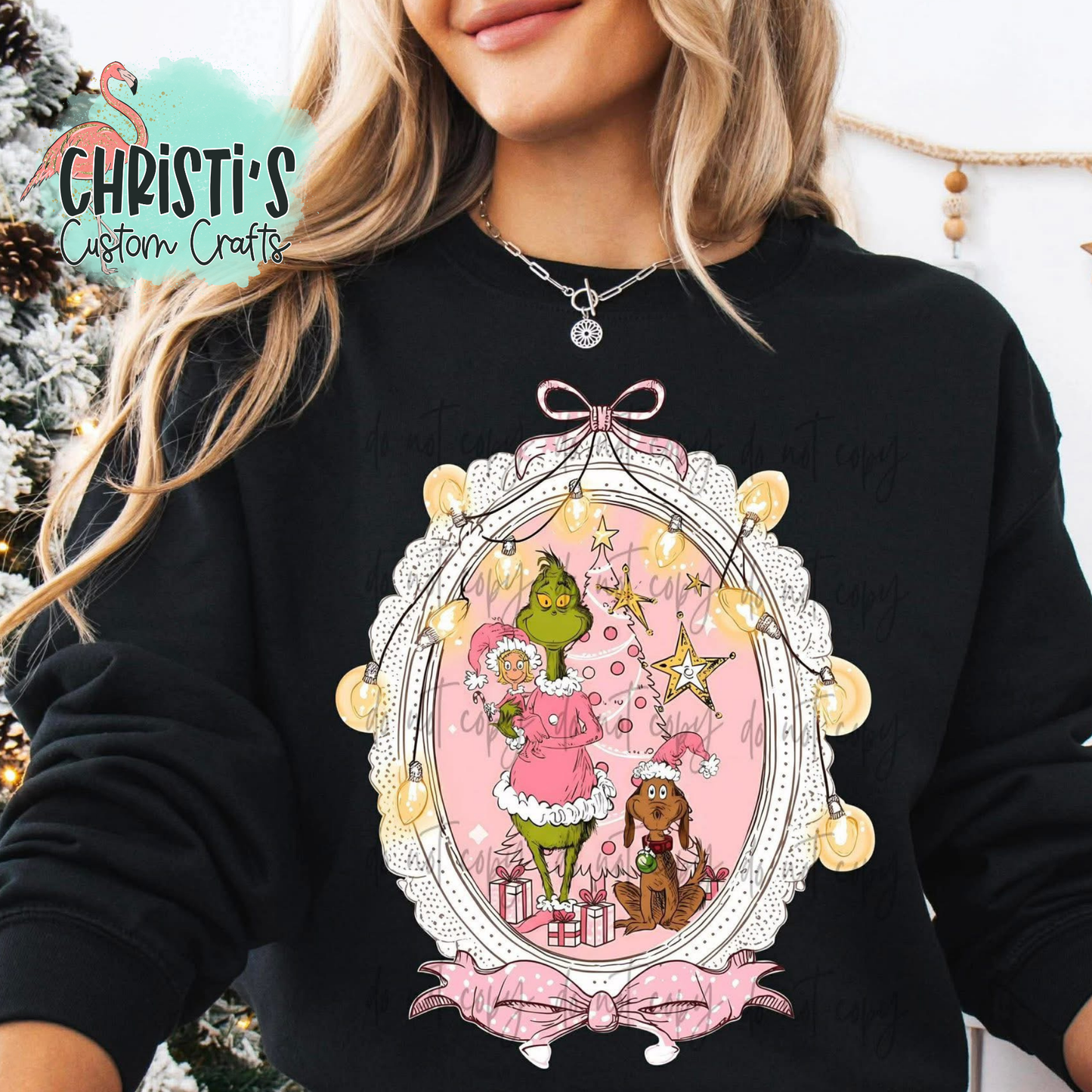 Pink Christmas photo in frame