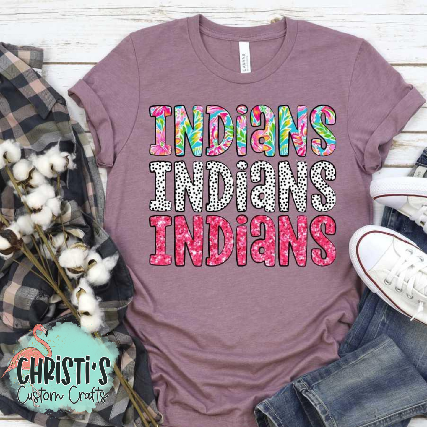 Triple Name Flower Dots Pink Glitter Mascot Names