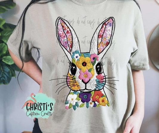 Faux Embroidery Rabbit
