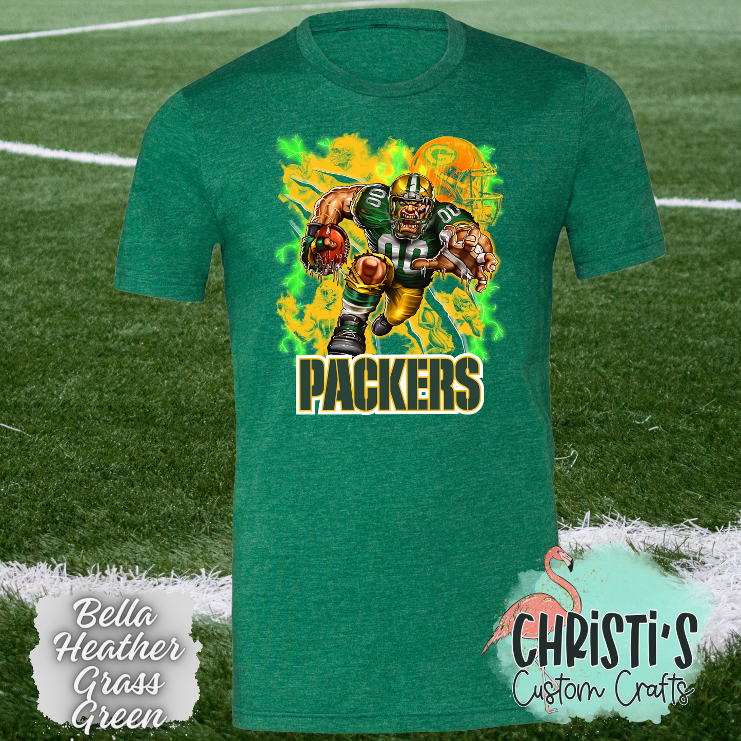 Packers player running airbrush background