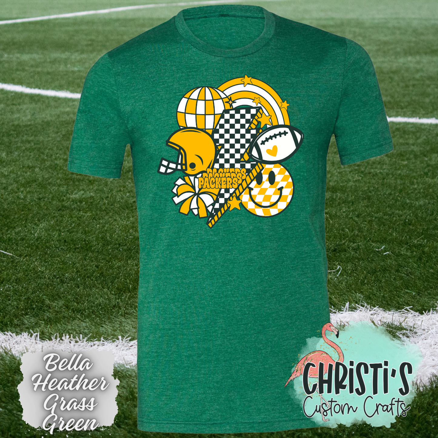 Retro Checkered Smile Football Packers