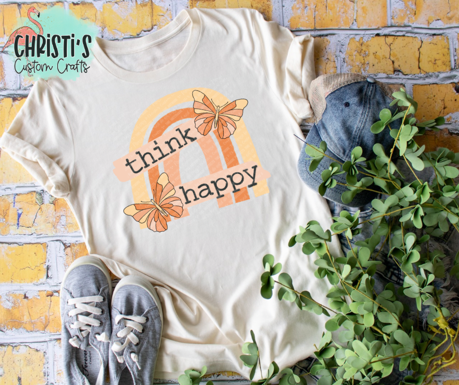 Think Happy Boho Rainbow with Butterflies