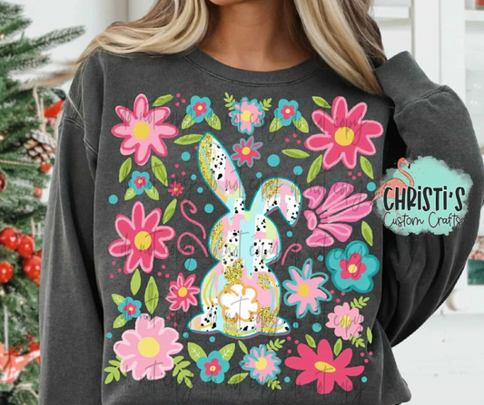 Spring Floral background brushstroke Bunny