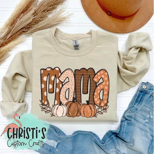 Neutral Tones MAMA with three pumpkins