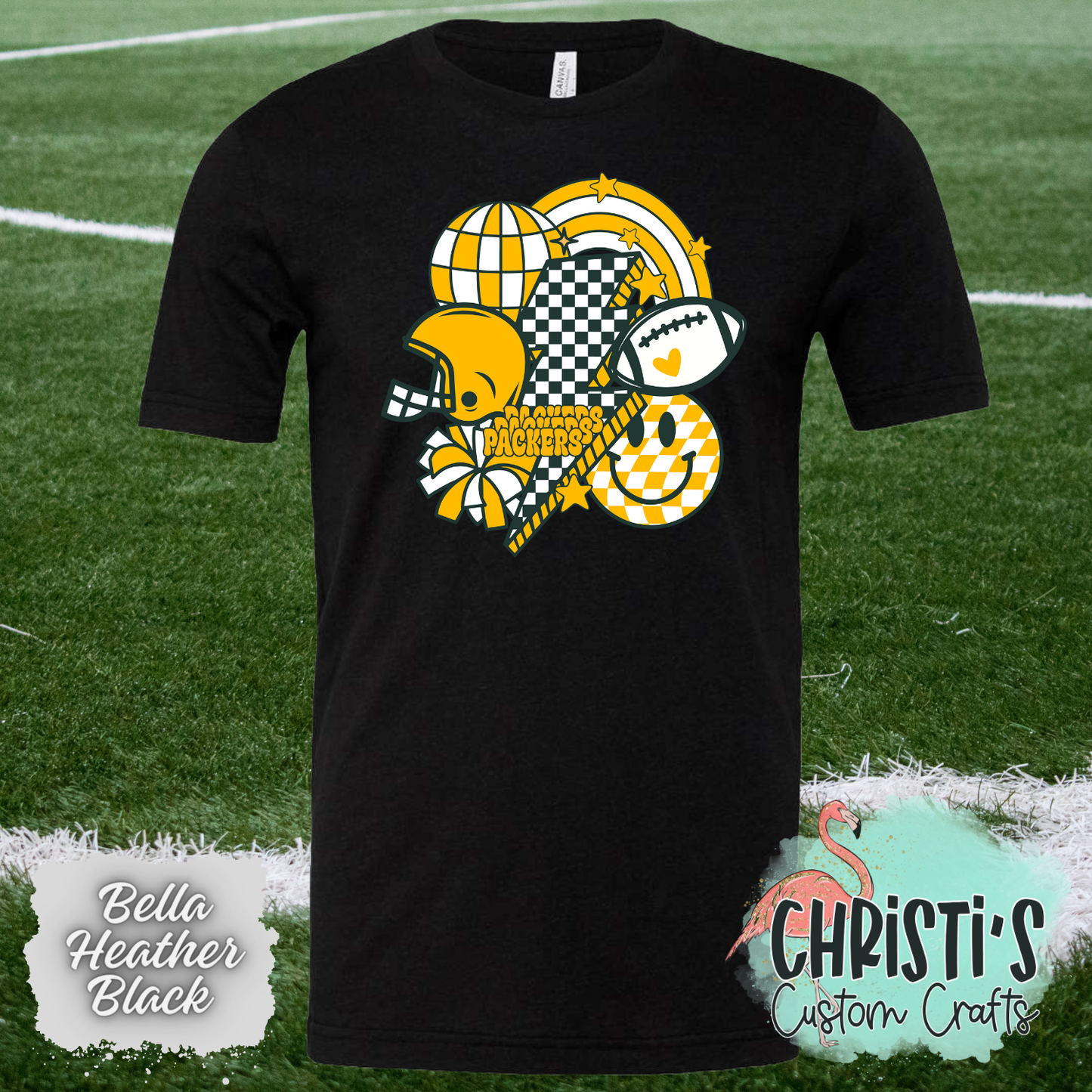 Retro Checkered Smile Football Packers