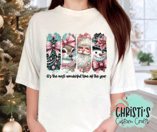 Vintage Pink Christmas Scenes