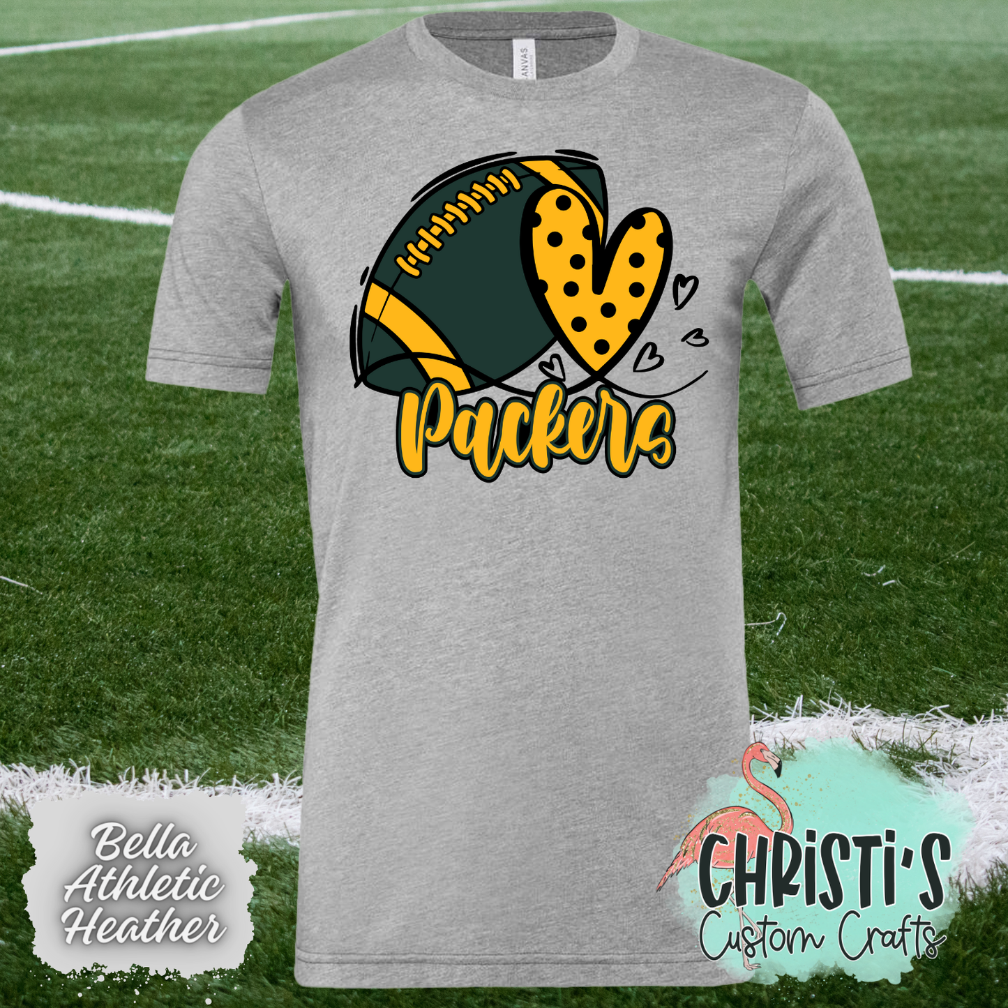 Packers Football &Polka Dot Heart