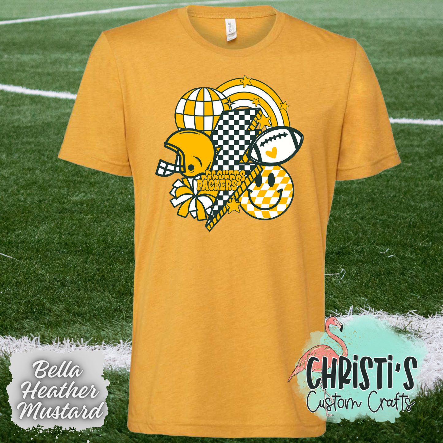 Retro Checkered Smile Football Packers