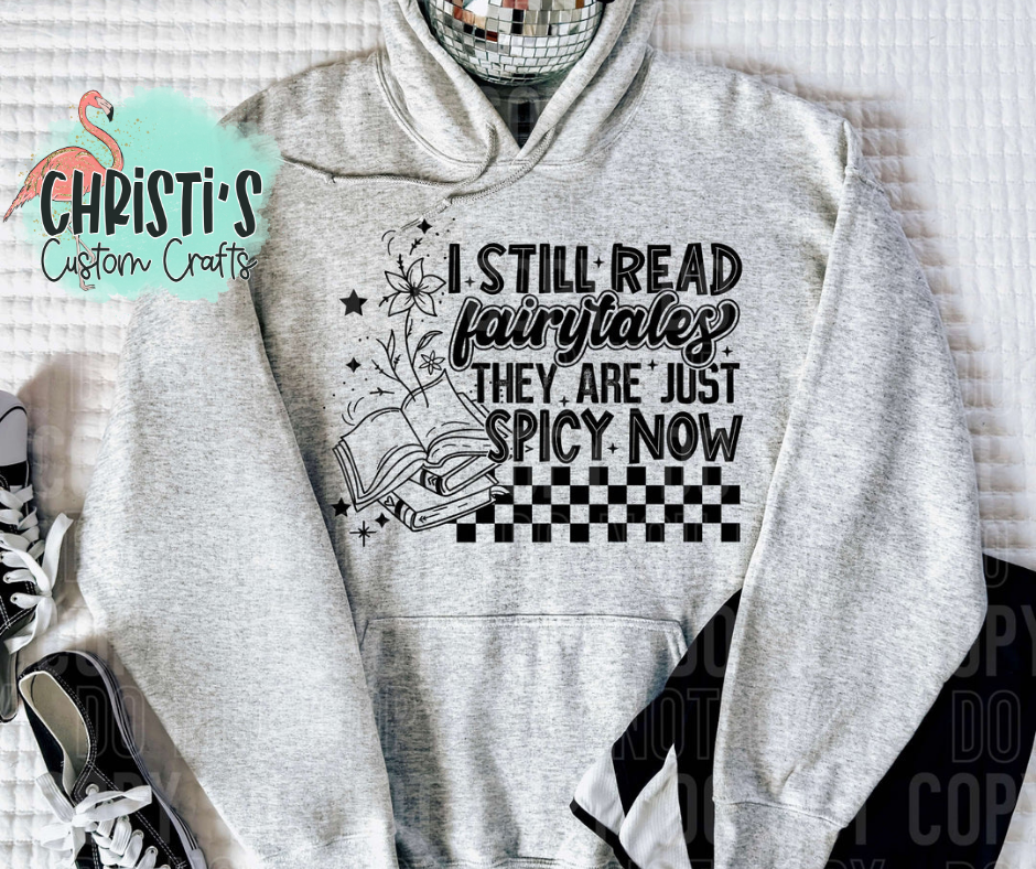 I still read fairytales but they are spicier now (checkered border)