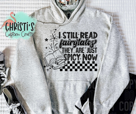 I still read fairytales but they are spicier now (checkered border)