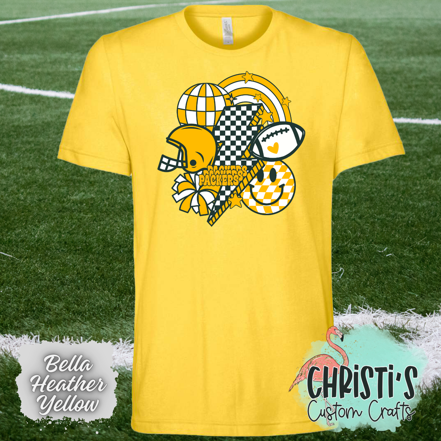 Retro Checkered Smile Football Packers