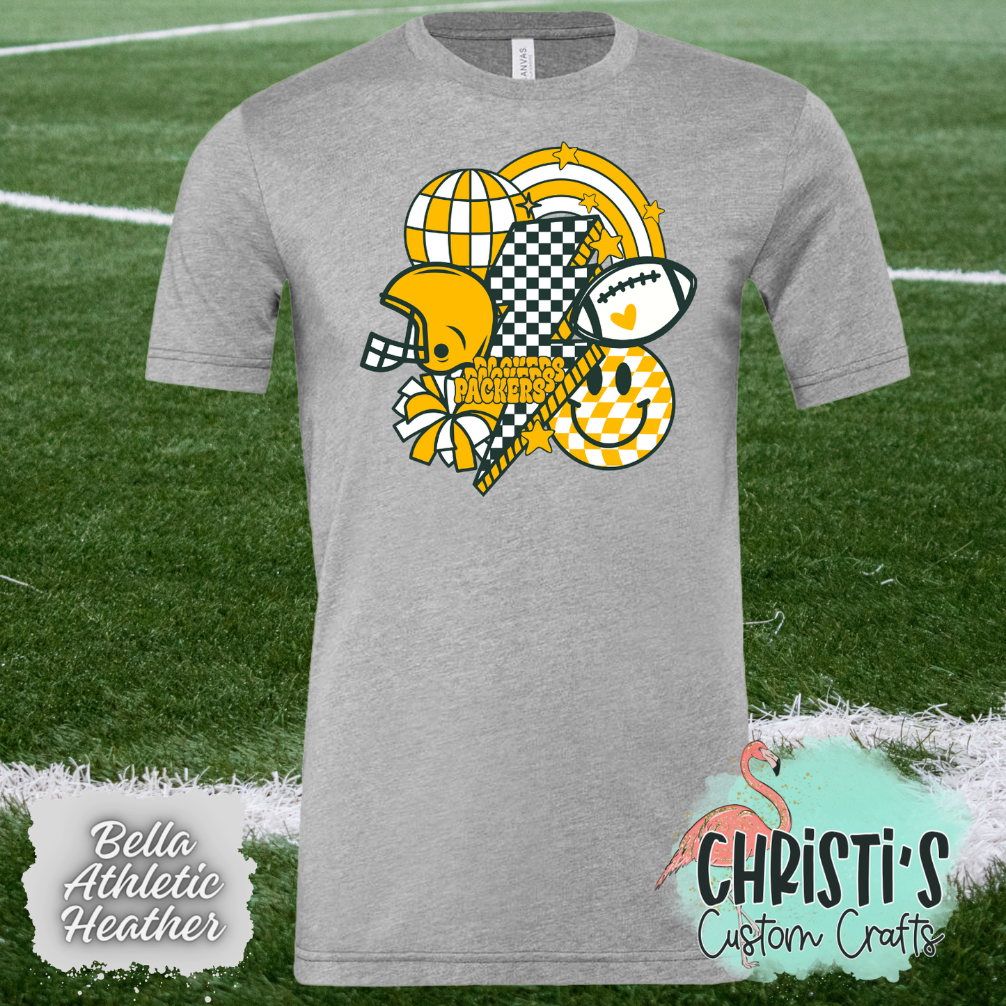 Retro Checkered Smile Football Packers