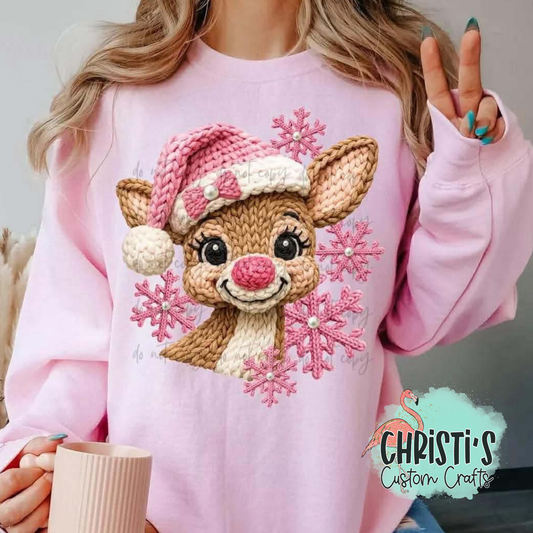 Pink Reindeer faux yarn